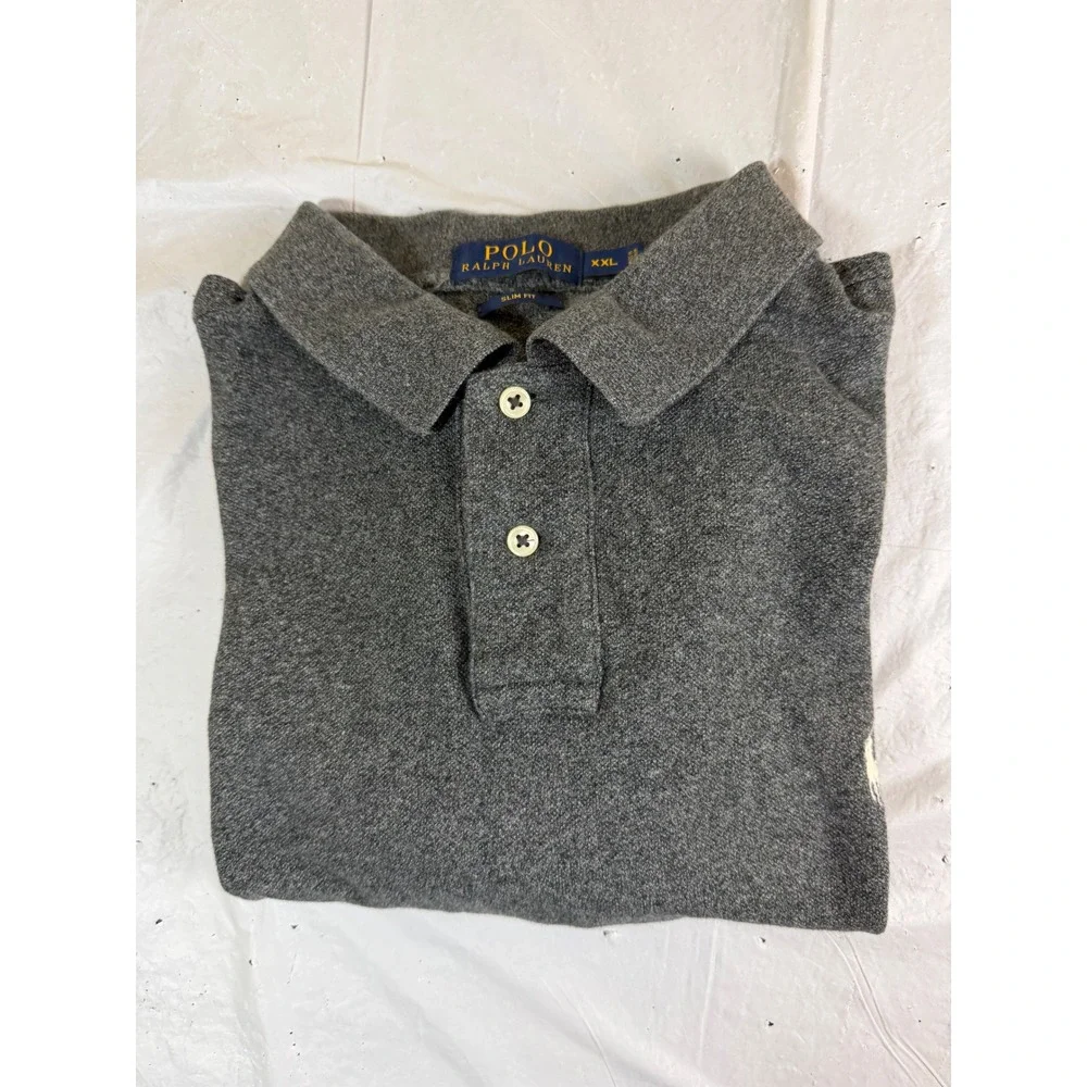 Polo Ralph Lauren Mens XXL Slim Fit Gray Heather Short Sleeve Pony Polo Shirt‎